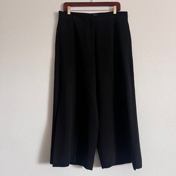 MM.LaFleur Black Wide Leg Cropped Culotte Pants Size 12 High Rise Career - Picture 4 of 10